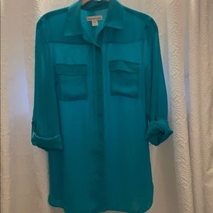 Sheer button down top